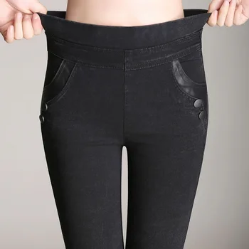 Nye Store M Lmitation Jeans Bukser Kvinder 2018 Efteråret Elastisk Talje Bukser Damer Vintage Blyant Slanke Skinny Jeans Kvinder W863