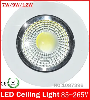 Nye Super Lyse Forsænket cob led downlight 7W 9W 12W LED Spot light led loft lamp110V 220V Med LED Driver gratis fragt