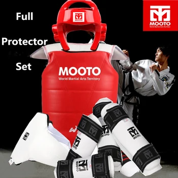 NYE tae kwon do Taekwondo & Karate hoved protector Mooto beskyttelsesudstyr 5 stykker sæt stolthed rustning armguard shin guardWTF standard