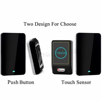 Nye Touch Sensor Design Vandtæt Trådløs Dørklokke EU/US Stik Hjem Led Lys dørklokke AC220V Med 1 Ring Knap 2 Modtagere