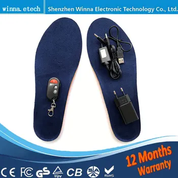 NYE USB-Opvarmet indlægssåler med trådløs Vinter tyk indersål af Uld med pels, der holder fødderne varme og behagelig for mænd, kvinder sko 2000MA
