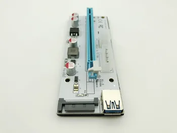 NYE USB3.0 008S PCI-E Riser Express 1X 4x 8x 16x Extender Riser-adapterkort SATA-15 bens at 6pin Power Kabel Dual Power Interface