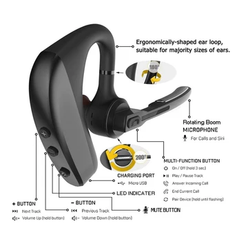 Nye V8 Business-Bluetooth-Headset-Trådløs Håndfri Stereo Bluetooth Hovedtelefoner støjreducerende Bluetooth-Hovedtelefoner med Box