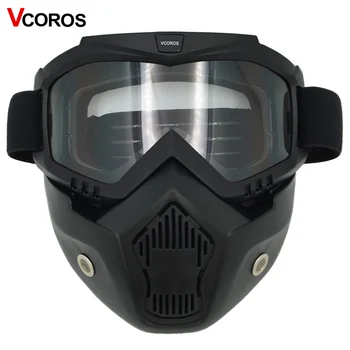 Nye VCOROS Modulære Aftagelig Maske, Beskyttelsesbriller Og Mund-Filter, Perfekt til at Åbne Ansigt vintage Motorcykel Hjelme Coslplay maske
