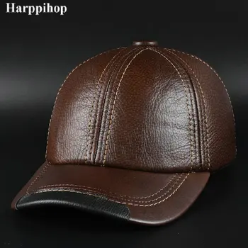 Nye vinter fashion læder hat Herre Læder Baseball Cap, Hat Haining læder toppede cap