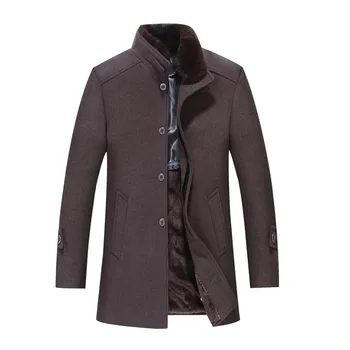 Nye vinter mænds jakke business casual varm jakke plus fløjlspels Overfrakke Vindjakke Single-breasted uldne jakke