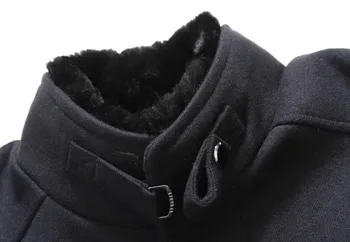 Nye vinter mænds jakke business casual varm jakke plus fløjlspels Overfrakke Vindjakke Single-breasted uldne jakke