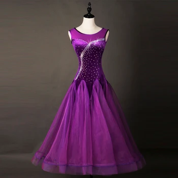 Nye ærmeløs moderne dans kjole med høj kvalitet diamond dancing konkurrence kjole vals store swing nederdel ydeevne passer til