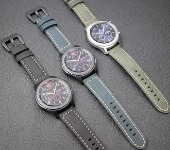 Nyeste 22mm Ægte Læder stor metal spænde ur band stropper til Samsung Gear S3 Klassiske Grænse huawei watch 2