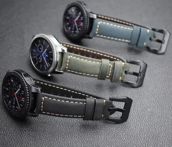 Nyeste 22mm Ægte Læder stor metal spænde ur band stropper til Samsung Gear S3 Klassiske Grænse huawei watch 2