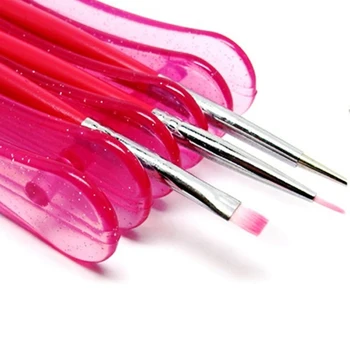 Nyeste 5 Net Akryl Nailart Pen Børste Displayet Stå Søm Kuglepensholder Børste Resten Salon Tilbehør Værktøjer Tilfældig Farve