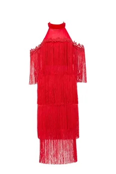 Nyeste Høj Kvalitet I Hvid, Rød Og Sort Fra Skulder Rayon Bandage Dress Hjemkomst Fest Kjole