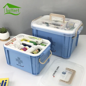 Nyeste Medicin Boksen First Aid Kit Kasse Plastik Container Nødsituation Kit Bærbare Multi-lag Stor lagringskapacitet Organizer
