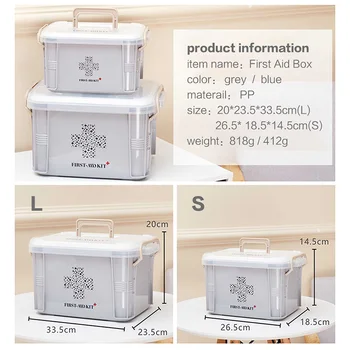 Nyeste Medicin Boksen First Aid Kit Kasse Plastik Container Nødsituation Kit Bærbare Multi-lag Stor lagringskapacitet Organizer