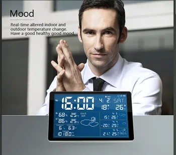 Nyeste Premium LED snooze alarm ur med baggrundslys kalender vejrstation med digital ur desktop ur Understøtter Bluetooth-APP