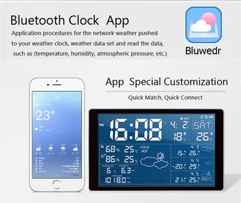 Nyeste Premium LED snooze alarm ur med baggrundslys kalender vejrstation med digital ur desktop ur Understøtter Bluetooth-APP