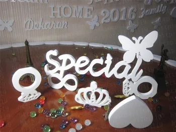 Nyeste vægdekoration Kunstige træ bogstaver bryllup dekoration konjunktion Brev DIY hjerte form butterfly crown Diamond ring