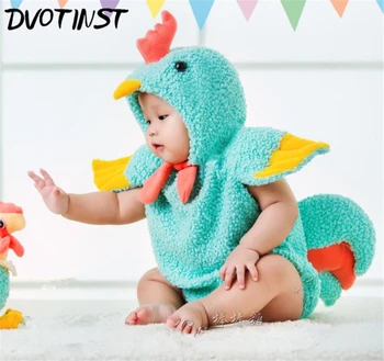 Nyfødte Baby Fotografering Rekvisitter Unisex Fotografia Dyr Kylling Bodysuit+Hat Plys Kostume Outfit Studio Foto Skyde Playsuit