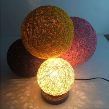 Nyhed 220v EU stik bordlampe Rattan Bold design Takraw nat lys i Soveværelset ved siden af Sengen stue indendørs belysning
