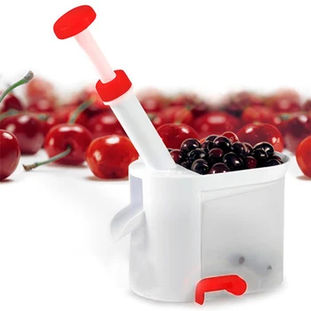 Nyhed Kirsebær Pitter Frugt Core Frø Remover Maskine Cherry Corer Med Container Kreative Køkken Tilbehør Værktøj