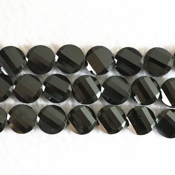 Nyligt sort krystal 14mm mode rund mønt facetteret løse perler diy høj kvalitet Smykker 15