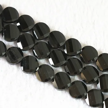 Nyligt sort krystal 14mm mode rund mønt facetteret løse perler diy høj kvalitet Smykker 15