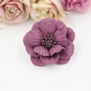 Nyt Design 20pcs Korea ruskind 3D camellia blomster Form Fashion Håndlavet Microfiber Blomster, Hår tilbehør Diy Hårnål dekoration