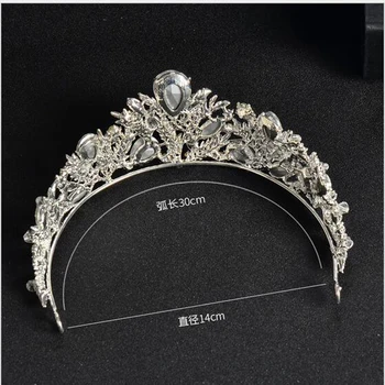 Nyt Design Barok Luksus Klart Krystal AB Bridal Crown Diademer af Sølv Diadem Tiaras for Kvinder Bruden Bryllup Hår Tilbehør