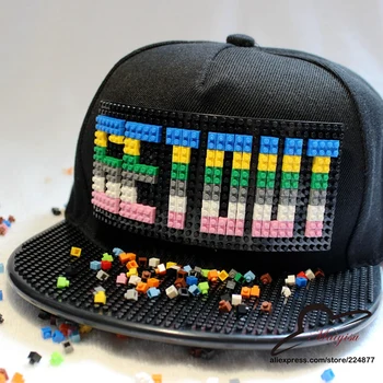 Nyt design Bigbang G-Dragon KOMME UD Mosaikker DIY Aftagelig Indlæg murstensbygning legetøjsklodser baseball cap GD Snapback hiphop Hat