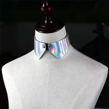 Nyt Design Faux Revers Shirt Krave, Aftagelig PU Læder Choker Halskæde Til Kvinder, Piger Krave Smykker