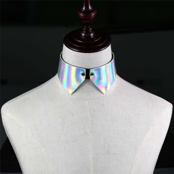 Nyt Design Faux Revers Shirt Krave, Aftagelig PU Læder Choker Halskæde Til Kvinder, Piger Krave Smykker
