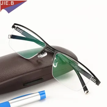 Nyt Design Fotokromisk Læsning Briller Mænd Halvdelen Rim Titanium legering Presbyopi Briller solbriller misfarvning med dioptrier