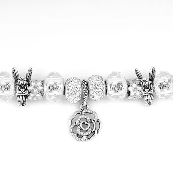 Nyt Design Sølv Steg Charms armbånd Armbånd til Kvinder Crystal DIY Angel Perler Passer til Pandora Armbånd Kvinder Pulseira Smykker