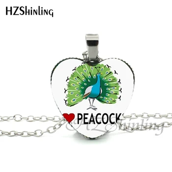 Nyt Hjerte Peacock Halskæde Påfugl Fjer Hjerte Vedhæng i Sølv Hjerte Halskæde Personlig Billede Halskæde HZ3