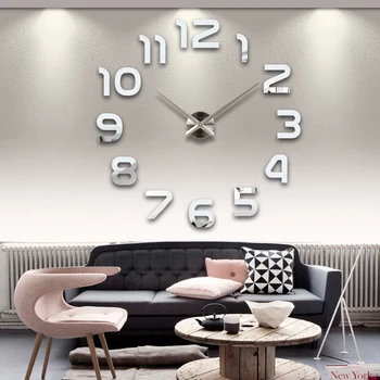 Nyt varm stue vægur 3d clocks akryl spejl mærkat Nål Moderne mekanisk moderne diy mode ur gratis fragt