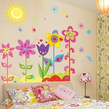 Nyttige Kreative Home Decor Romantisk Bomuld, Blomster, Solskin Børn, Rum Udsmykning Wall Sticker Aftagelig