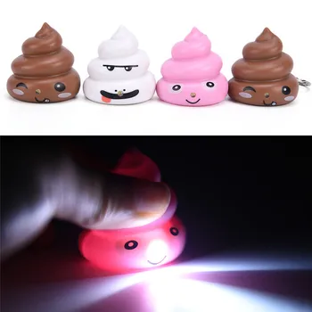 Nøgleringe Bløde Poop-Tasten Ring Lyd, Lys, LED Kreative Dekorative Gaver Mode engros Multi-Farve