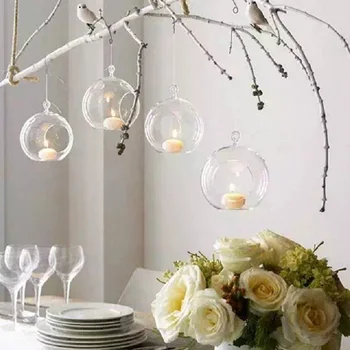 O. RoseLif 100PCS/Lot Mærke Hængende Glas lysestager Terrarium Vase-Flaske Bolden Fyrfadsstage Bryllup Lysestage Hjem Dekoration