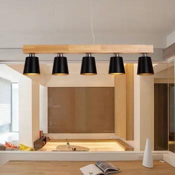 Oak Wood Hvid Lysekrone Loft Lampe Stativ Moderne Nordiske Japansk Hængende Lys Glans Avize Hjem Soveværelse Stue Salon