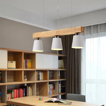 Oak Wood Hvid Lysekrone Loft Lampe Stativ Moderne Nordiske Japansk Hængende Lys Glans Avize Hjem Soveværelse Stue Salon