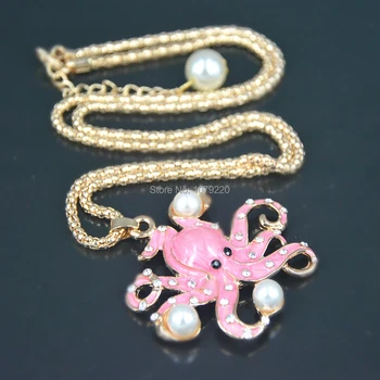 Octopus Perle Sweater Halskæde Smykker Crystal Til Kvinder Lang Halskæde Vedhæng Rhinestone Kæde Christmars Valentine ' s Gave Dage
