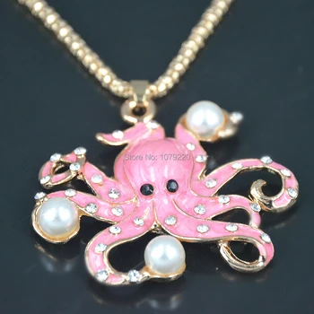 Octopus Perle Sweater Halskæde Smykker Crystal Til Kvinder Lang Halskæde Vedhæng Rhinestone Kæde Christmars Valentine ' s Gave Dage