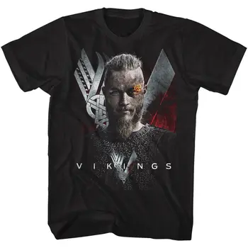 Officielle Vikingerne T-Shirt Herre Ragnar Lothbrok Historie Tv-Show Sort I Sm 4Xl