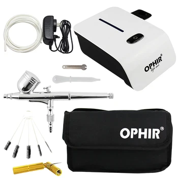 OFIR Airbrush Kit med Kompressor og Rengøring af Værktøj & Taske Air brush Spray til Makeup System Nail Art Krop Maling _AC117W+