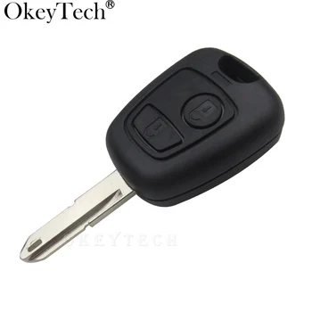 Okeytech 10stk/masse 2 Knapper Fjernbetjening nøgle Shell Bil Key Fob Shell Tilfælde Erstatning For Peugeot 206 205 106 405 Uncut Blanke Blade