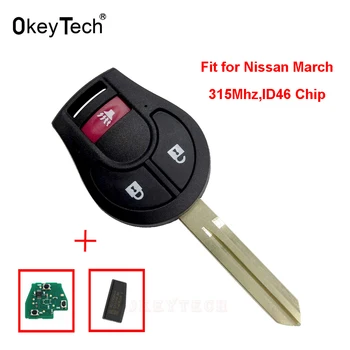 OkeyTech 3-Knappen Fjernbetjening Auto Bil Nøgle Dække Sagen Fob Uncut Klinge-Nøglen 315Mhz ID46 Chip, Passer til Nissan Marts Fjernbetjeningen