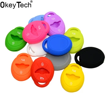 OkeyTech Keyless Gummi Fob Shell Holder Protector Udskiftning Af 2 Knapper Silikone Fjernbetjeningen Dække Sagen Huden Passer Til Bmw