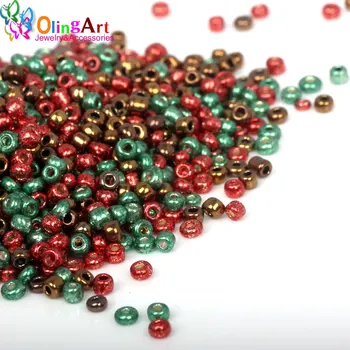 OlingArt 2MM Metal grøn/rød/kobber farve tjekkisk Glas Frø perler Spacer Perle DIY kvinder, øreringe, Armbånd, halskæde smykker at gøre