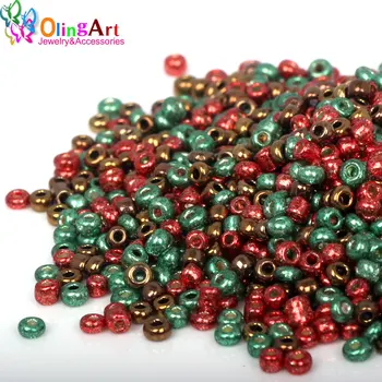 OlingArt 2MM Metal grøn/rød/kobber farve tjekkisk Glas Frø perler Spacer Perle DIY kvinder, øreringe, Armbånd, halskæde smykker at gøre