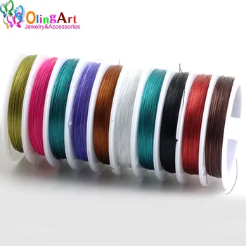 OlingArt 60m*0.38 mm 1/roll Emaljeret Tiger Tail Wire, Tovværk Tilbehør line flere Farve DIY Armbånd halskæde smykker at gøre